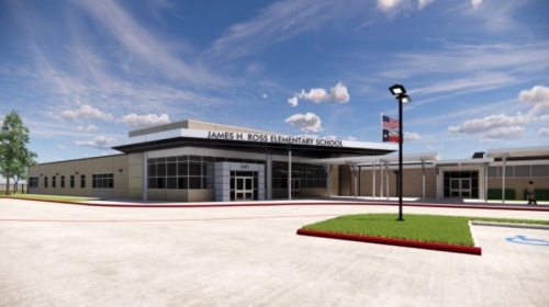 Ross Elementary School will eventually have an administrative wing to give the school a more obvious entrance and more of a presence for street traffic. (Rendering courtesy Huckabee)