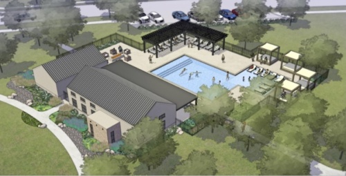 The Amenity Center at Highland Lakes will offer a pool, a fitness center and park. (Rendering courtesy Taylor Morrison)