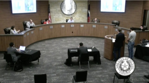 Hutto City Council discussed an Economic Development Corporation report during its April 1 meeting. (Screenshot courtesy City of Hutto)