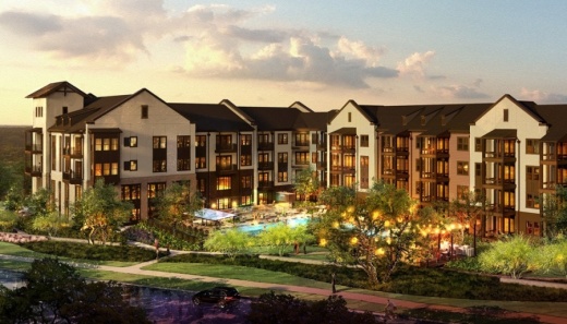 Amenities include coworking spaces, a pool courtyard, a resident coffee bar and a fitness center. (Courtesy StreetLights Residential)