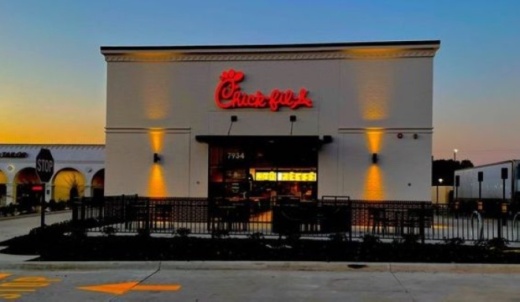 Chick-fil-A's new location in the Spanish Village Shopping Center is now open for drive-thru and mobile curbside service. (Courtesy Chick-fil-A)
