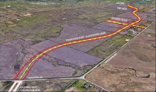 Slaughter Lane will be extended east to US 183. (Courtesy Lockwood, Andrews & Newnam)