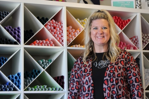 Patti Ashcraft has been the owner of That Vinyl Store since she purchased the business in October 2019. (Photos by Haley Morrison/Community Impact Newspaper)