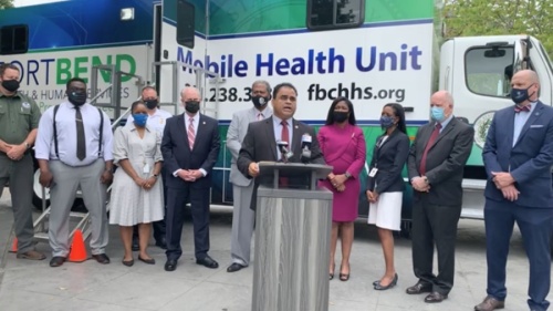Fort Bend County's Mobile Health Unit will administer vaccinations in portions of the county that are economically disadvantaged or lack access to transportation, said County Judge KP George. (Screenshot courtesy Fort Bend County)