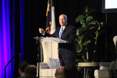 U.S. Rep Kevin Brady, R-The Woodlands, spoke at the Economic Outlook Conference in The Woodlands on April 14. (Andrew Christman/Community Impact Newspaper)