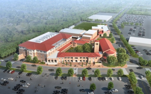 St. Thomas Episcopal Church and School has received an up to $500,000 commitment that will go toward rebuilding its campus due to Hurricane Harvey-incurred flood damage. (Rendering courtesy St. Thomas Episcopal Church and School)