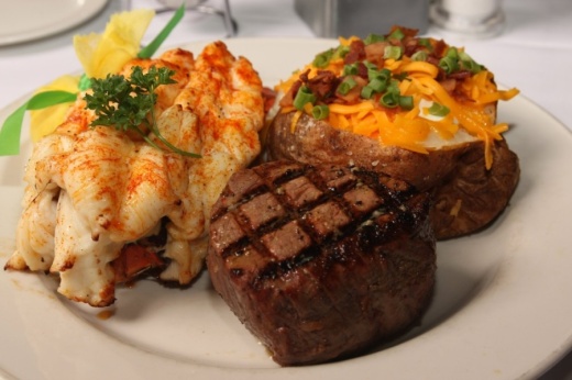 Steak and lobster dish.