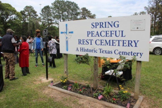 The Old Town Spring Heights Community Association and Harris County Historical Commission hosted a historical marker dedication ceremony April 18 at Spring Peaceful Rest Cemetery. (Hannah Zedaker/Community Impact Newspaper)