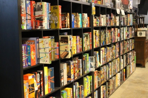 There are more than 400 board games available to play at Battlehops Brewing. (Morgan Theophil/Community Impact Newspaper)
