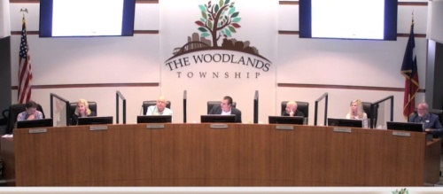 The Woodlands Township board of directors met April 22 and held a public hearing on a resolution concerning tax abatements. (Screenshot via The Woodlands Township)