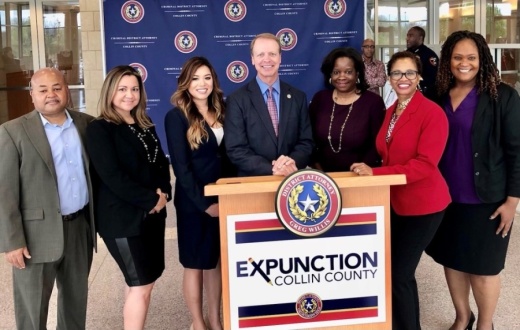 From left: Marc Payne and Rocio Gosewehr with the Collin County chapter of the NAACP; Vykim Le with the Collin County district attorney's office; Collin County District Attorney Greg Willis; June Jenkins, president of the Collin County chapter of the NAACP; Danielle Agee with the Collin County chapter of the NAACP; and Northwest Texas aide Kamisha Dumas attended an event promoting the expunction program. (Courtesy Collin County District Attorney)