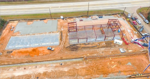 Hackberry Plaza is under construction on FM 1488. (Courtesy The J. Beard Real Estate Co.)