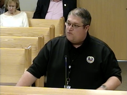 Jason Millsaps, executive director of the Montgomery County Office of Emergency Management, spoke during an April 24 commissioners court meeting. (Screenshot via Montgomery County livestream)