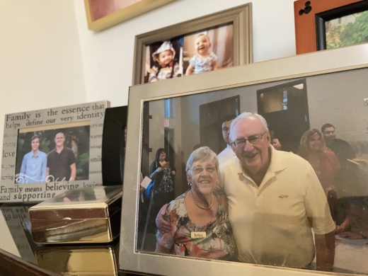 Photos in the home of Barbara and the late Don Gebert show the couple and other family members over their decades together. (Vanessa Holt/Community Impact Newspaper)