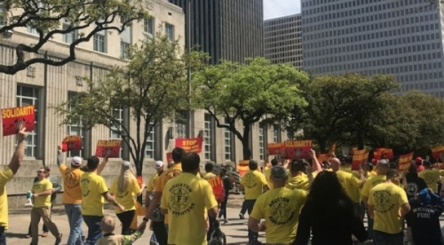 houston firefighters rally