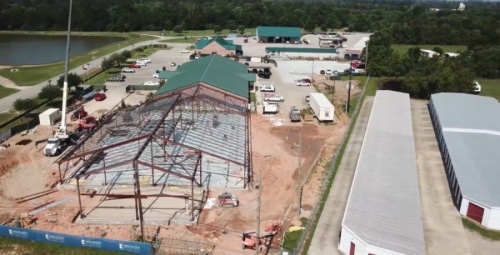 Construction is underway for an expansion to the criminal justice building in Magnolia. (Screenshot via Montgomery County Precinct 2)
