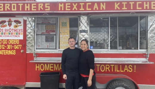 Los Brothers Mexican Kitchen owners Adele Tinoco and Sven Muehlhan opened the food truck in 2019. (Photos by Brian Rash/Community Impact Newspaper)