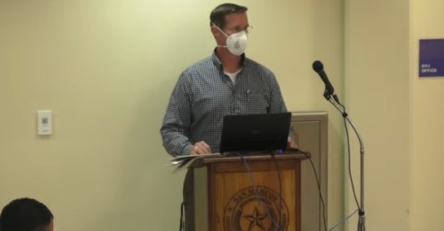 Mike Doyle, the district's director of federal programs, told board members May 17 that SMCISD will seek more than $16 million as part of a grant to help SMCISD with COVID-19 recovery. (Screenshot courtesy San Marcos CISD)