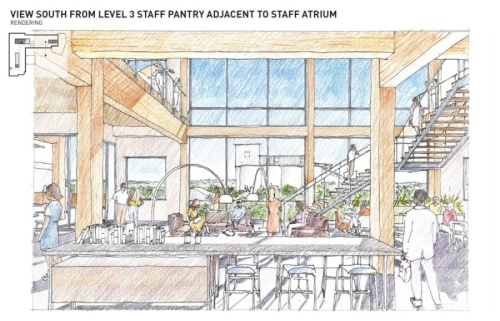 This rendering shows ideas for the McKinney city staff area on the third floor. (Rendering courtesy city of McKinney)
