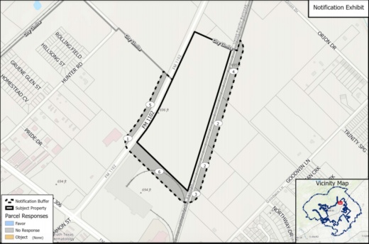 The property along 1102 would be rezoned for mixed-use development if approved. (Courtesy City of New Braunfels) 
