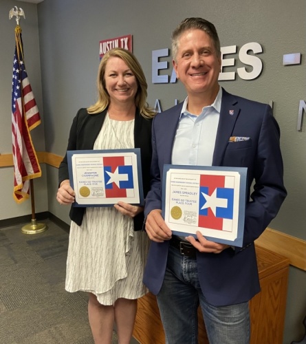 Jennifer Champagne and James Spradley completed their oaths of office during a May 25 board meeting. (Courtesy Eanes ISD)