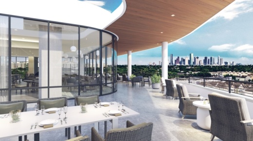 A rooftop terrace and patio will provide views of the downtown Houston skyline. (Courtesy Watermark Retirement Communities)