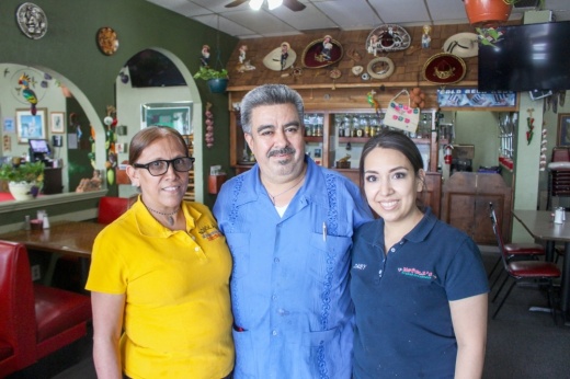 From left: Sebastiana and Jose 'Juan' Ramirez and Daisy Salinas run Noyola's Mexican Restaurant. (Kelly Schafler/Community Impact Newspaper)