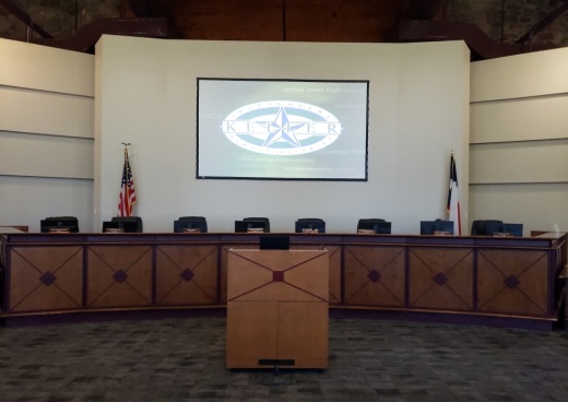 the dais for the Keller ISD board of trustees