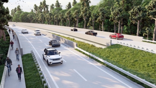 The project will expand Gosling Road and replace the bridge. (Rendering courtesy The Howard Hughes Corp.)