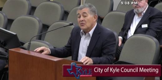 Kyle City Engineer Leon Barba addressed officials June 1 regarding downtown beautification. (Screenshot courtesy city of Kyle)