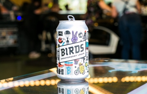 Austin-based brewery Independence Brewing created Birds Anniversary Lager in collaboration with Birds. 