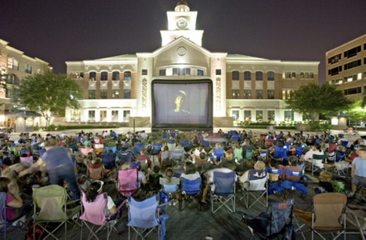 Many venues host free events this summer, including the Sugar Land Town Square, who will have an outdoor movie night each month. (Courtesy Sugar Land Town Square)