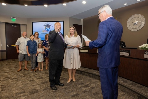 Humble ISD Trustee Robert Sitton took his oath of office for his final four-year term on June 8. (Courtesy Humble ISD)