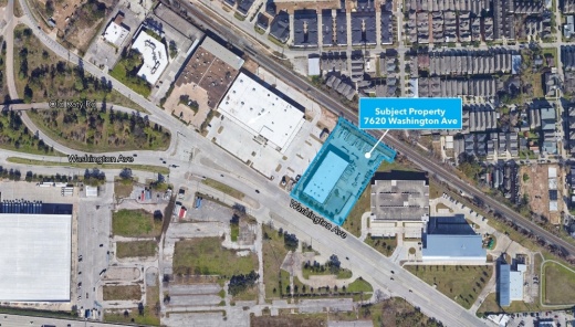 The property at 7620 Washington Ave.—formerly a brick and construction material supply business—includes a 12,595-square-foot showroom and a 19,250-square-foot warehouse. (Courtesy Henry S. Miller Companies)