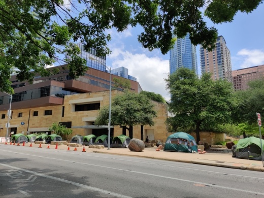 Austin moved into its second phase of Proposition B ordinance enforcement June 13 and began working to move some campers around City Hall on June 14. (Ben Thompson/Community Impact Newspaper)