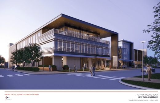 The new 66,000-square-foot Round Rock Public Library will have an adjacent parking garage that will serve both library visitors and the general downtown area. (Courtesy city of Round Rock)