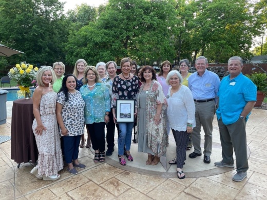 Alvin Community College President Christal M. Albrecht (center) was recently honored with the creation of the Dr. Christal M. Albrecht Endowment scholarship by the ACC Foundation. (Courtesy Alvin Community College)