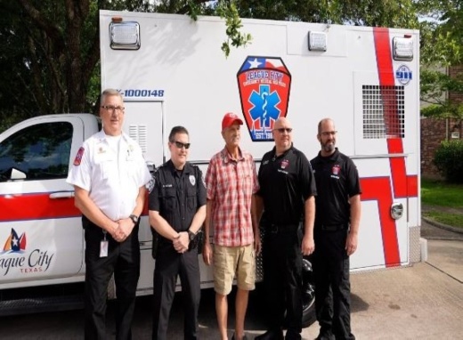 Chief Ratliff says he still keeps in touch with the man he saved following their reunion this May. (Courtesy city of League City)