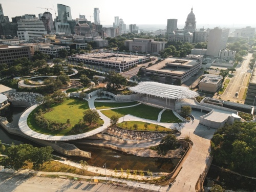 Waterloo Park will open to the public Aug. 14 with a daylong festival, and its Moody Amphitheater is set to host its first ticketed concert Aug. 20. (Courtesy Waterloo Greenway Conservancy)