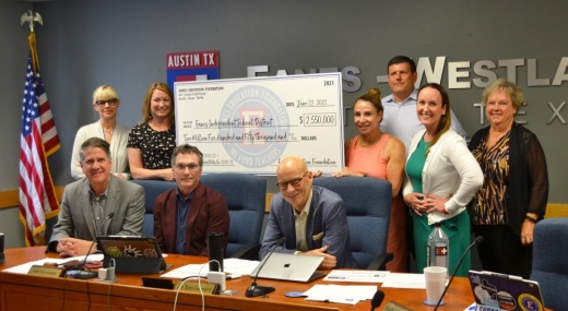 The Eanes Education Foundation presented its annual grant to the district during a June 22 board meeting. (Courtesy Eanes ISD)