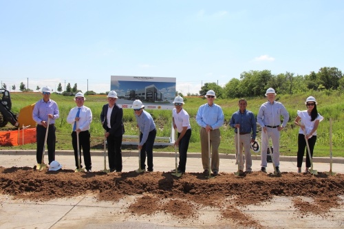 Construction on Wiley X's new headquarters kicked off in May after co-owners Myles Freeman, Jr. and Dan Freeman joined Mayor Jeff Cheney and council members John Keating, Bill Woodward and Brian Livingston with shovels and hard-hats. (Courtesy Wiley X)