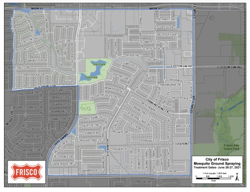 Frisco will be spraying from June 26-28 in an area near Copper Point Lane in the Village Lakes neighborhood. (courtesy city of Frisco)