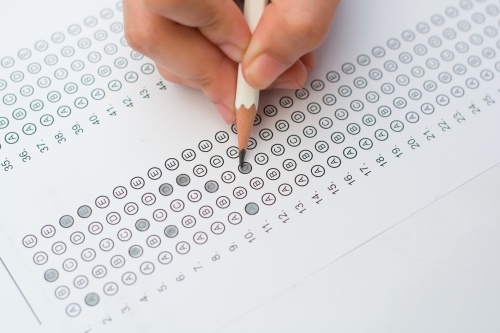 hand bubbling in standardized test form