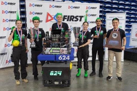 The team with a trademark of spiked green hair took home multiple trophies and medals at this year's competition. (Courtesy Katy ISD)