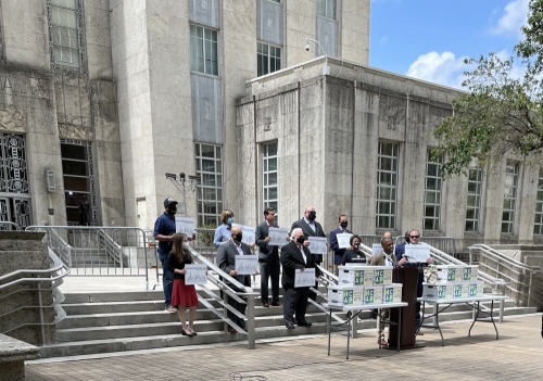 Houston Charter Amendment Petition Coalition on steps of Houston City Hall