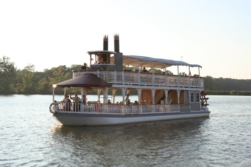 The Lake Conroe Queen is a 60-passenger, double-deck paddleboat. (Courtesy Lake Conroe Queen)