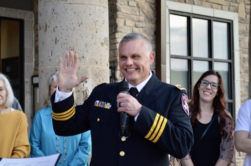 Chief Mike Harmon was sworn in May 27. (Taylor Girtman/Community Impact Newspaper)

