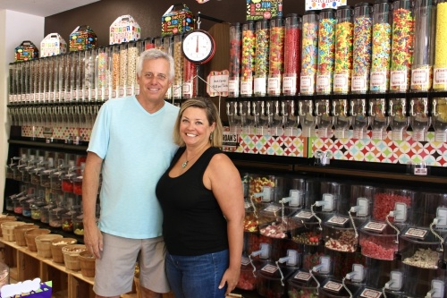 Owners Greg and Jordan Witkop opened the candy store at Creekside Park Village Green in 2015. (Ally Bolender/Community Impact Newspaper)