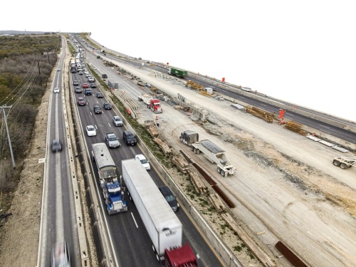 The I-35 construction projects in New Braunfels are on pace to finish by the summer of 2022. (Warren Brown/Community Impact Newspaper)