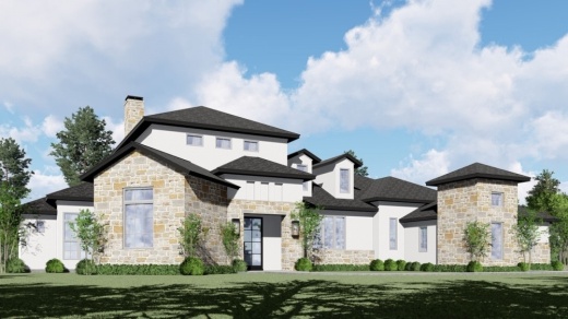A rendering depicts the first home under construction in Tealpointe Lake Estates, which contains four bedrooms, four bathrooms and is 4,700 square feet. (Rendering courtesy Louis Smith)